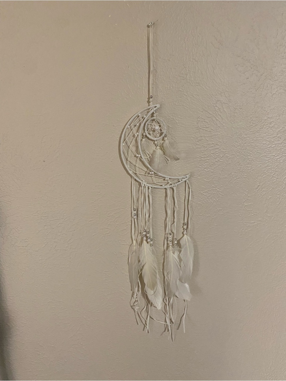 Spencer's White Crescent Moon Feather Dreamcatcher Tapestry